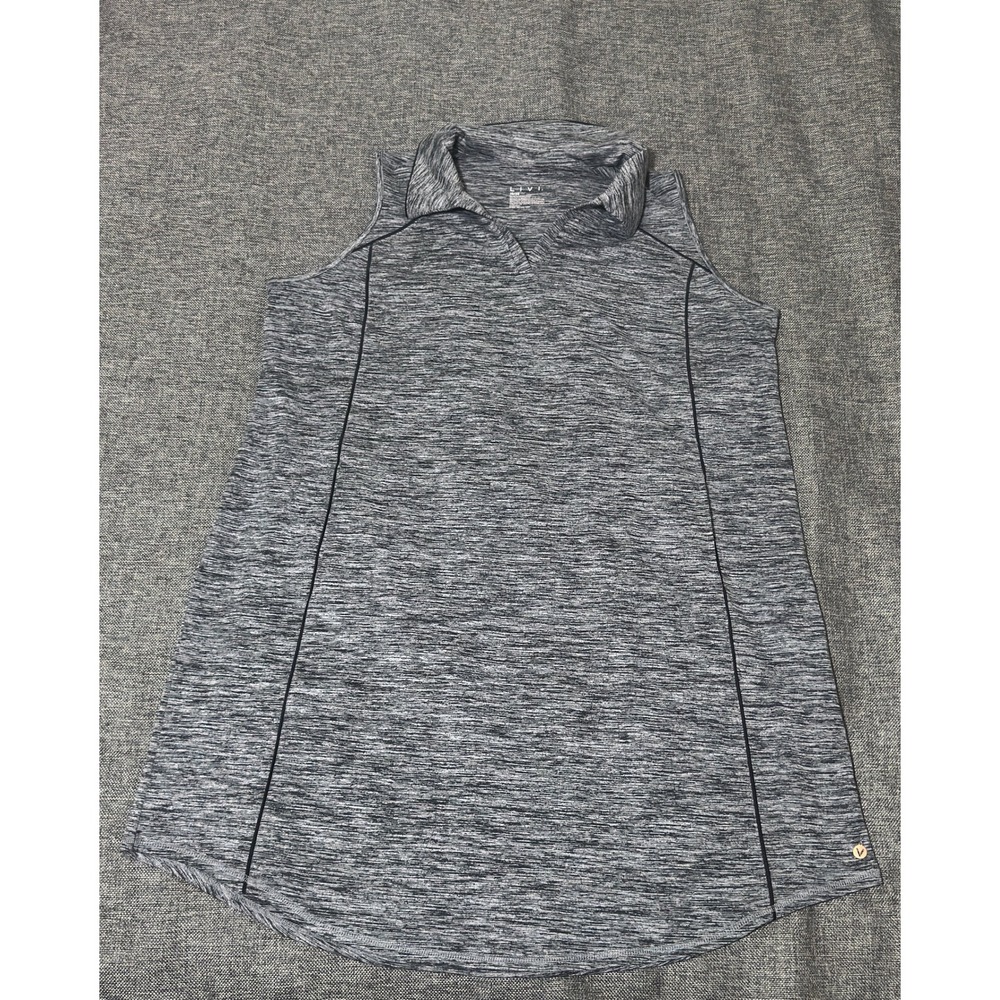 Livi Womens 18/20 Sleeveless Polo Top Gray Space Dye Active